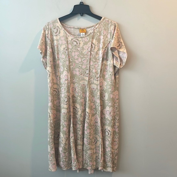 Ruby Rd floral print textured dress with raw hems plus size 2X - Picture 1 of 7